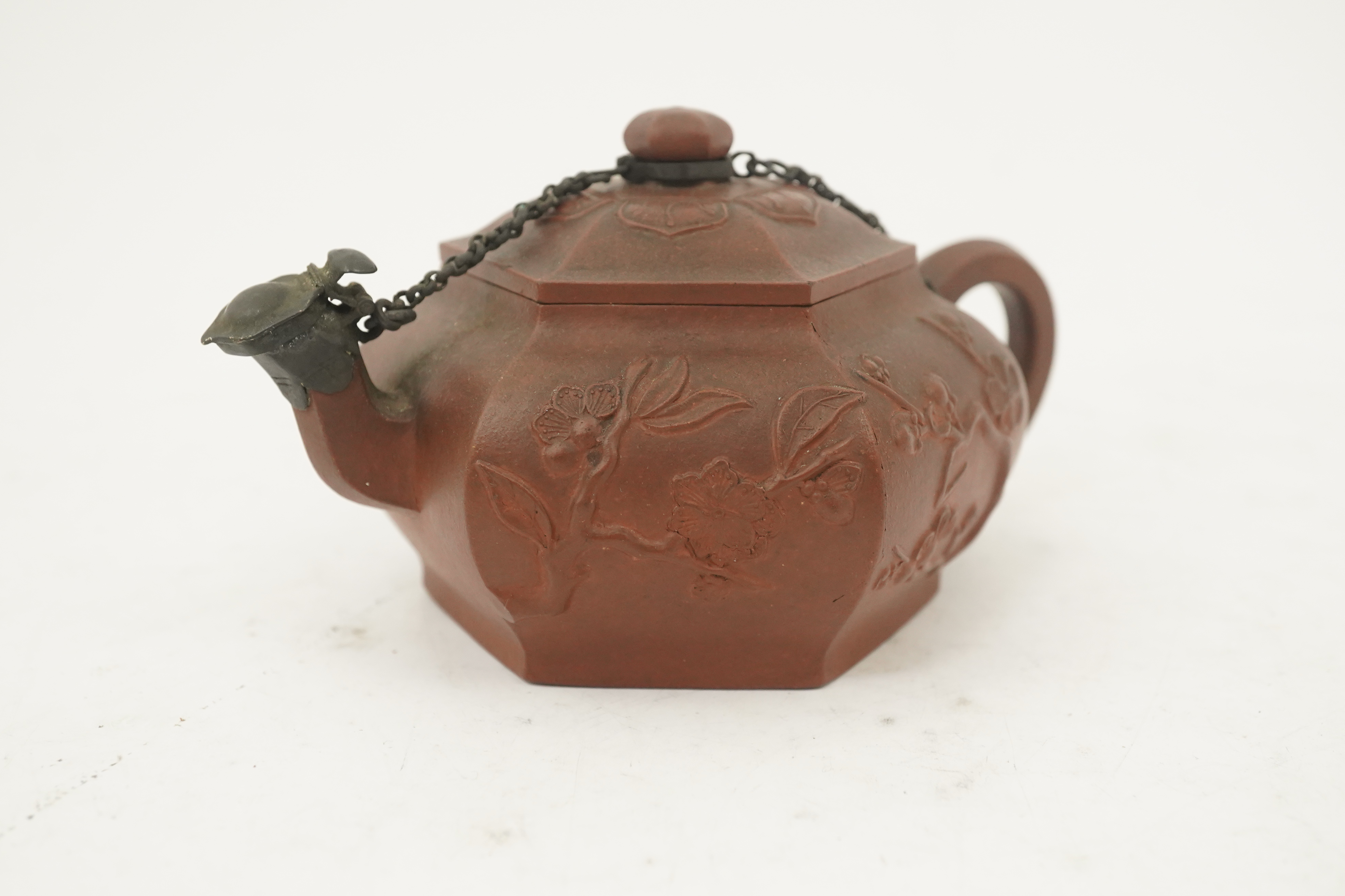 A Chinese Yixing hexagonal teapot, Kangxi period